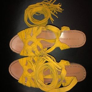 Sigerson Morrison Yellow Lace Up Espadrilles
